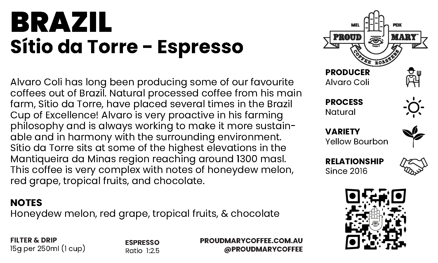 Brazil | Sítio da Torre | Yellow Bourbon | Natural | Espresso | 250g - Image 4