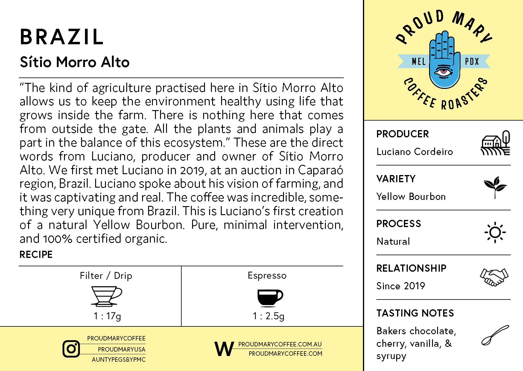 Brazil | Sítio Morro Alto  | Yellow Bourbon | Natural | Filter | 250g - Image 2