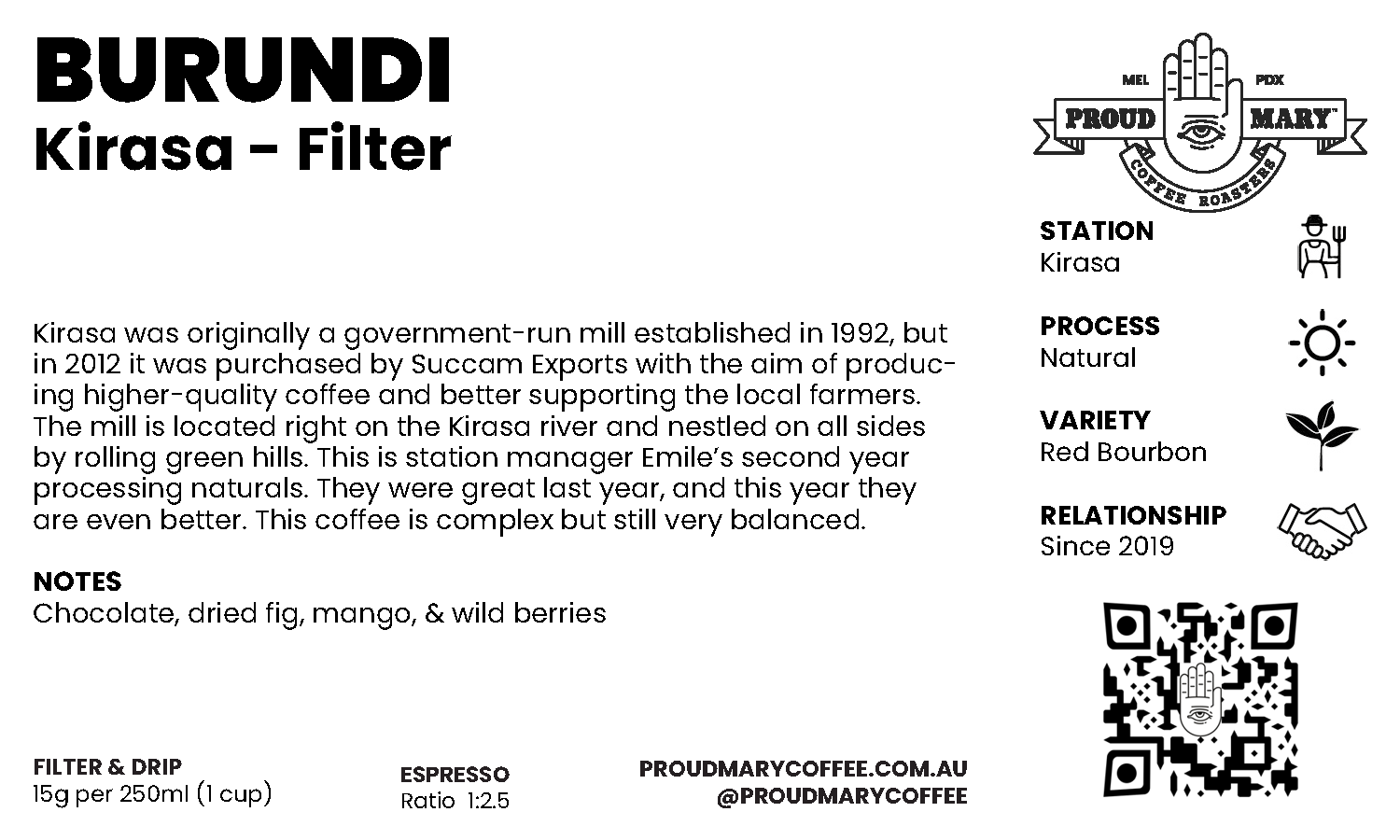 Burundi | Kirasa | Red Bourbon | Natural | Filter | 250g - Image 4