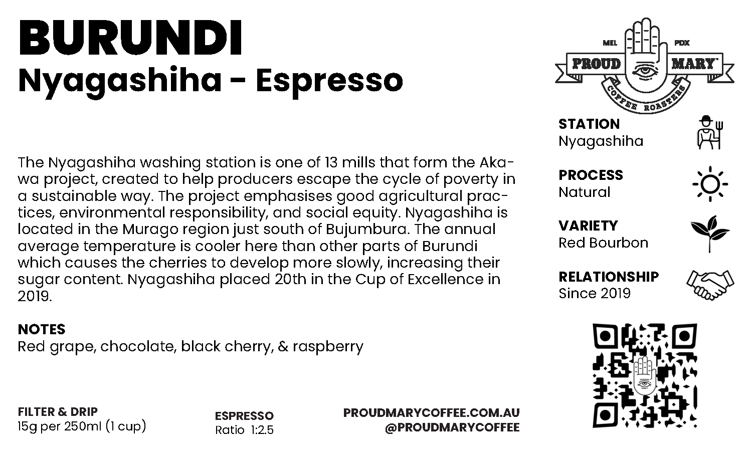 Burundi | Nyagashiha | Red Bourbon | Natural | Espresso | 250g - Image 4