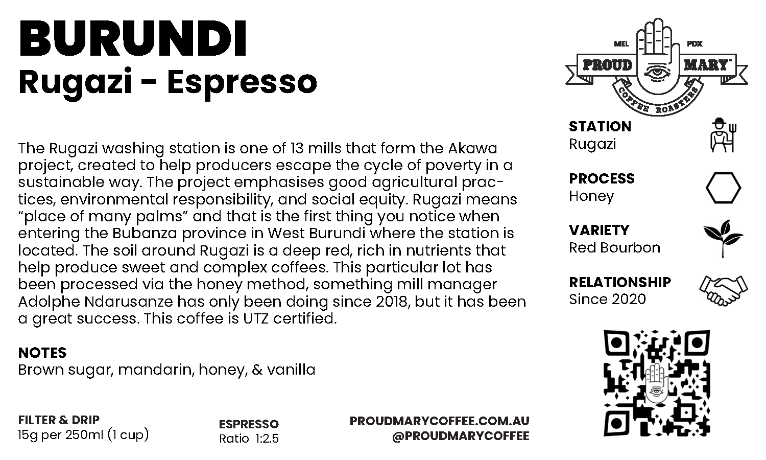 Burundi | Rugazi | Red Bourbon | Honey | Espresso | 250g - Image 2
