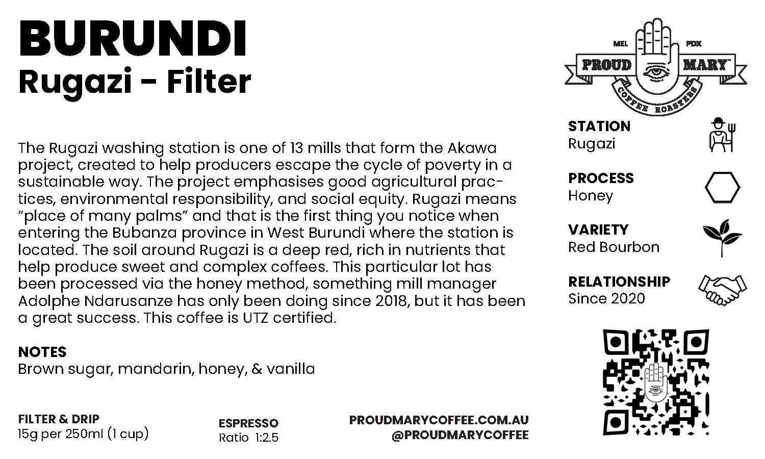 Burundi | Rugazi | Red Bourbon | Honey | Filter | 250g - Image 4