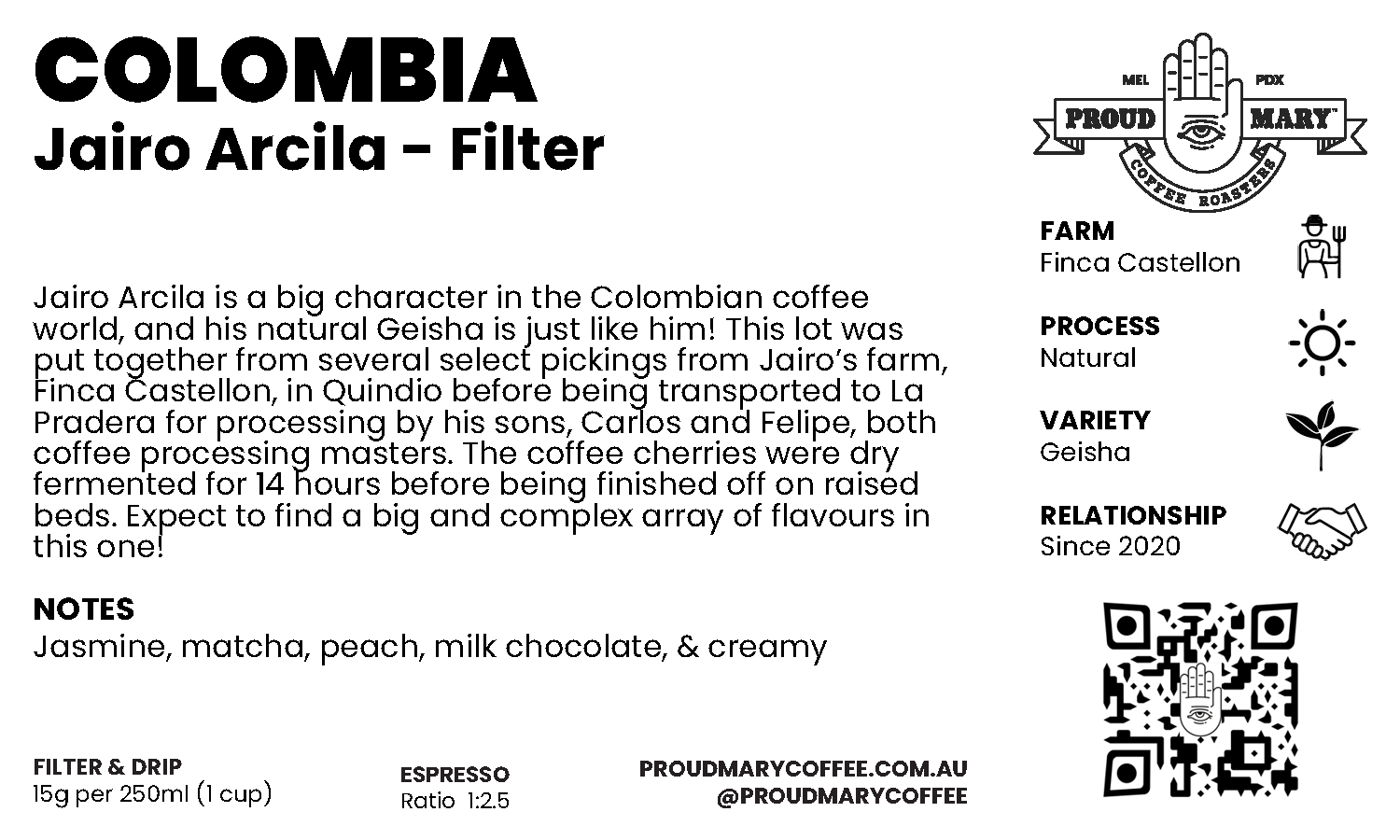 Colombia | Jairo Arcila | Geisha | Natural | Filter | 100g - Image 5