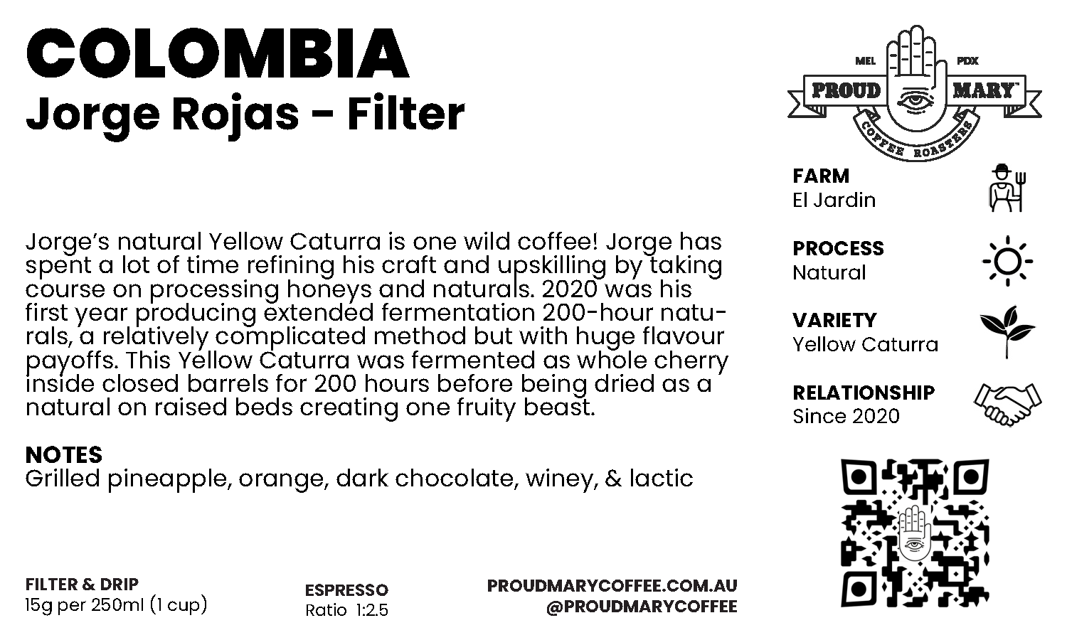 Colombia | Jorge Rojas | Yellow Caturra | Natural | Filter | 200g - Image 4