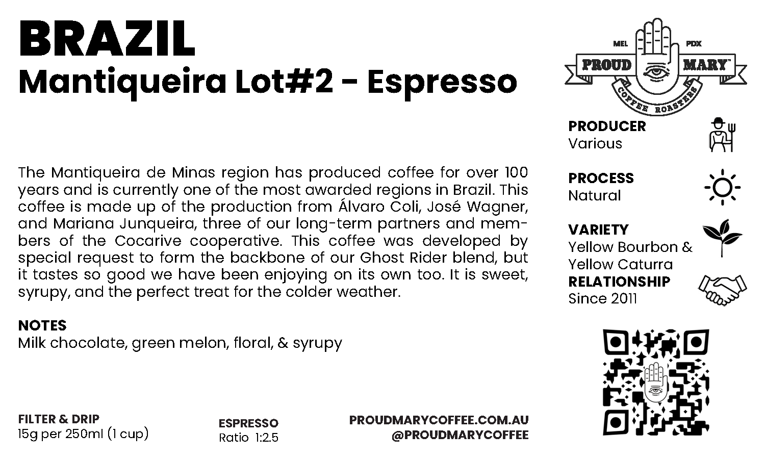 Brazil | Mantiqueira Lot#2 | Yellow Catuai & Yellow Bourbon | Natural | Espresso | 250g - Image 4