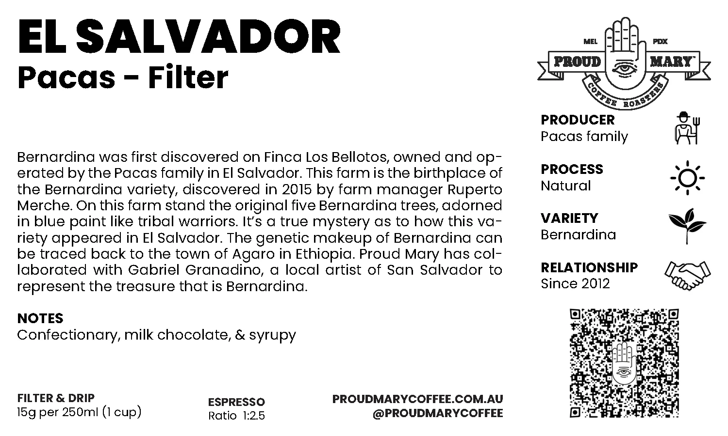 El Salvador | Pacas | Bernardina | Natural | Filter | 100g - Image 3