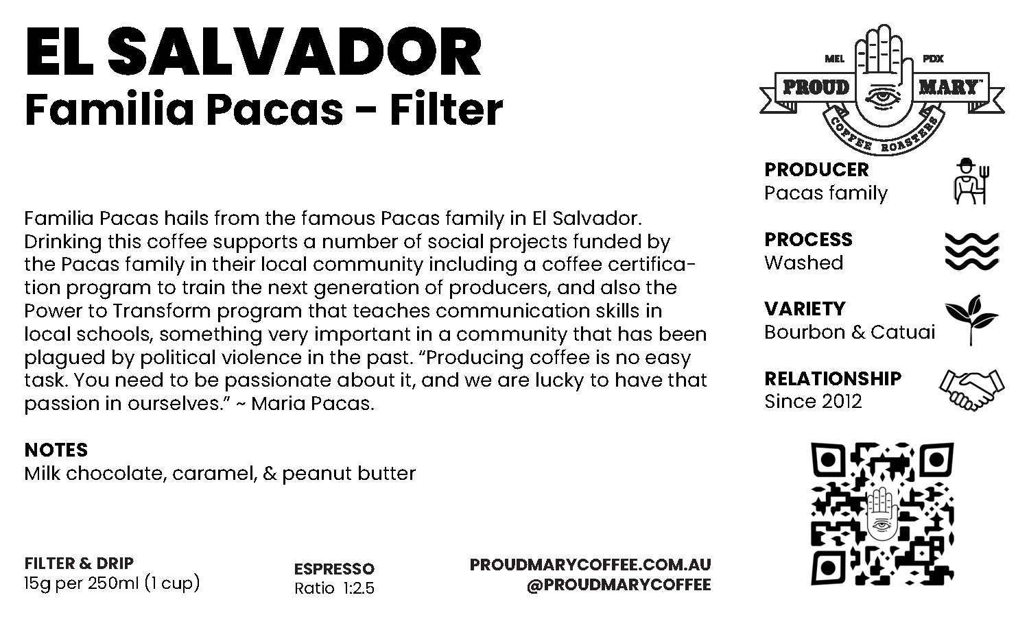 El Salvador | Familia Pacas | Bourbon & Pacas | Washed | Filter | 250g - Image 4