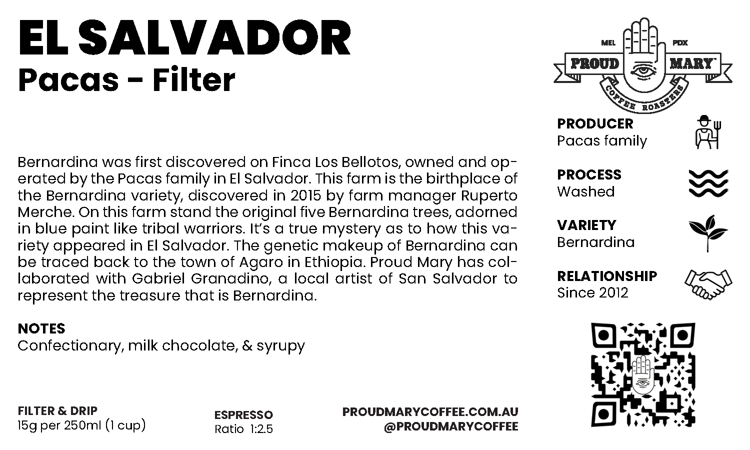 El Salvador | Pacas | Bernardina | Washed | Filter | 100g - Image 3