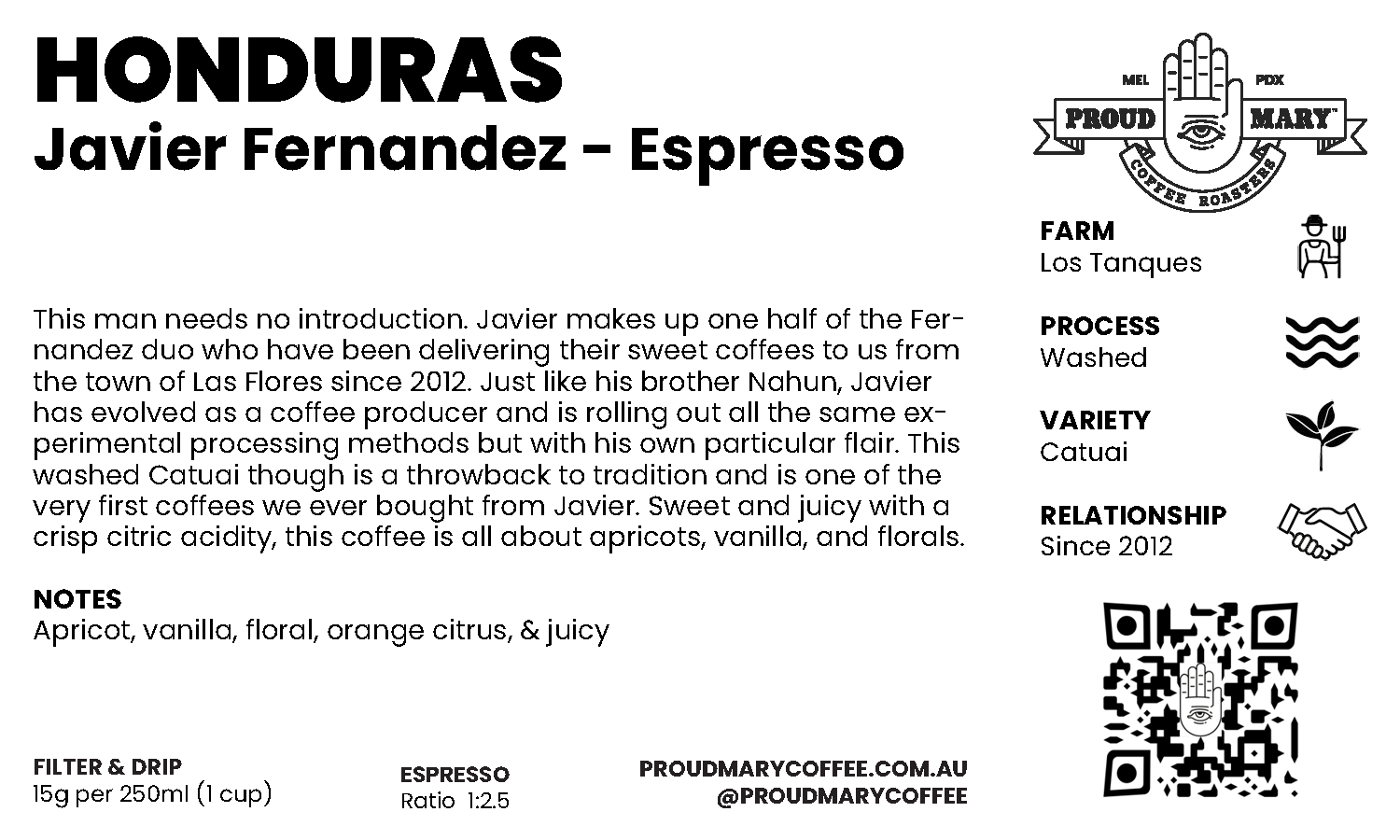 Honduras | Javier Fernandez | Catuai | Washed | Espresso | 250g - Image 4