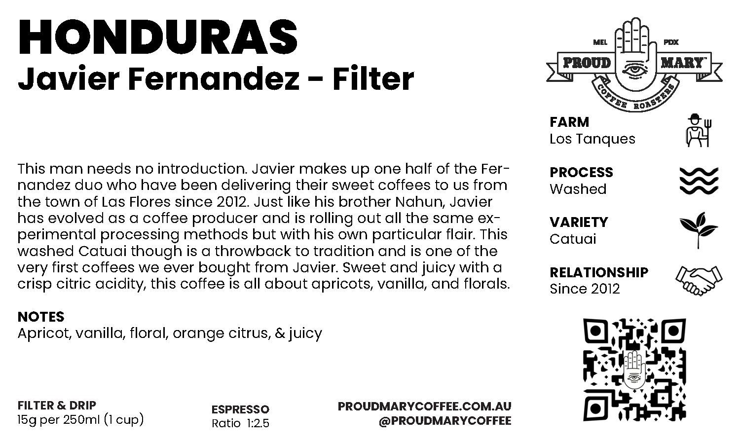 Honduras | Javier Fernandez | Catuai | Washed | Filter | 250g - Image 2
