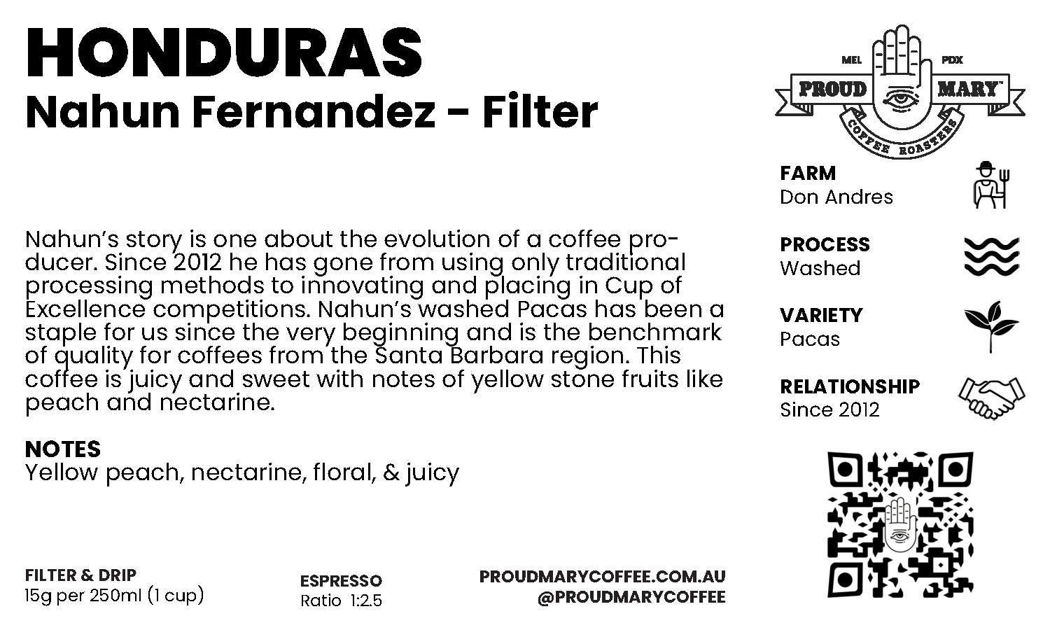 Honduras | Nahun Fernandez  | Pacas | Washed | Filter | 250g - Image 4