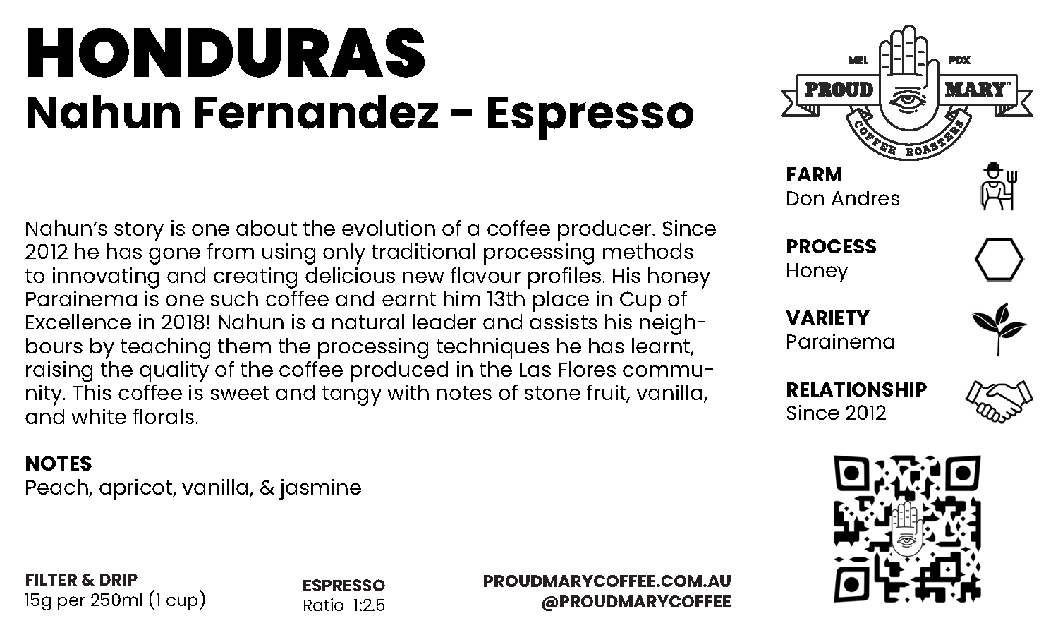 Honduras | Nahun Fernandez | Parainema | Honey | Espresso | 250g - Image 4