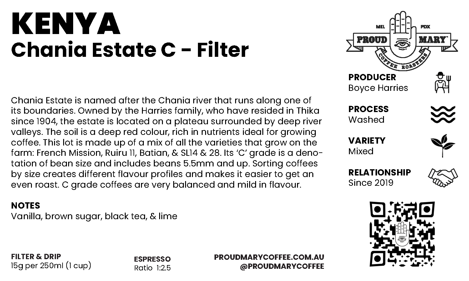 Kenya | Chania Estate C  | Mixed | Washed | Filter | 250g - Image 2