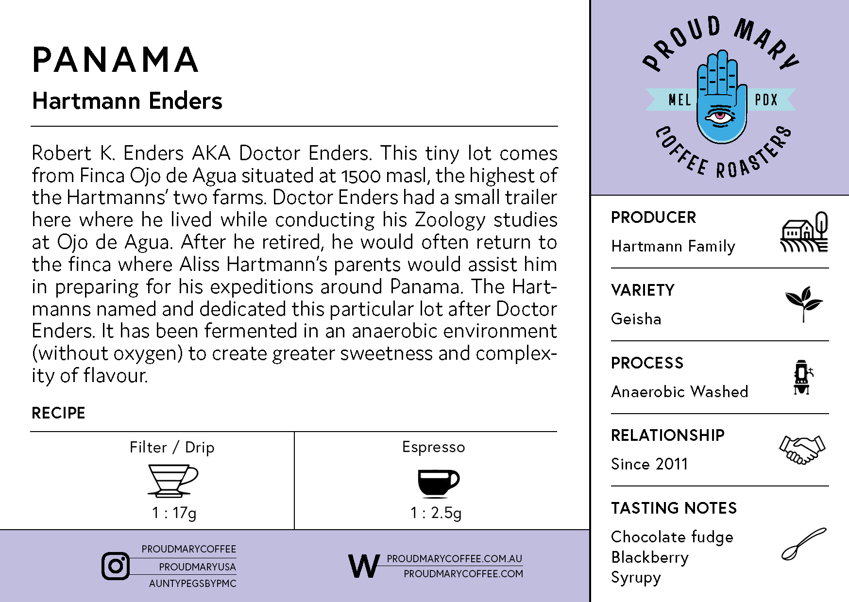 Panama | Hartmann Enders | Geisha | Anaerobic Washed | Filter | 100g - Image 3
