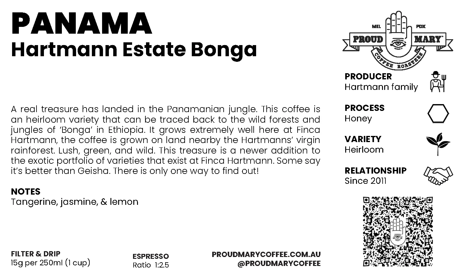 Panama | Hartmann Estate African Bonga | Ethiopian Heirloom | Honey | Filter | 100g - Image 5