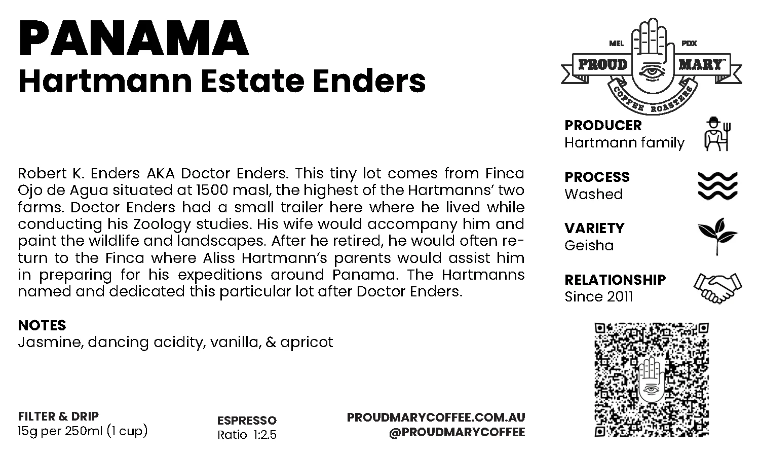 Panama | Hartmann Estate Enders | Geisha | Washed | Filter | 100g - Image 3