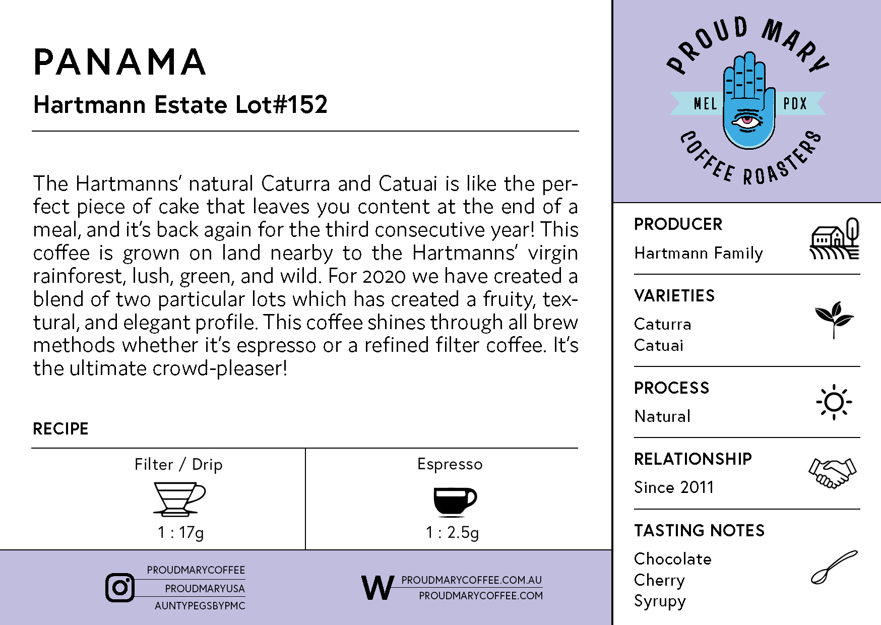 Panama | Hartmann Estates Lot#152  | Caturra & Catuai | Natural | Filter | 250g - Image 4