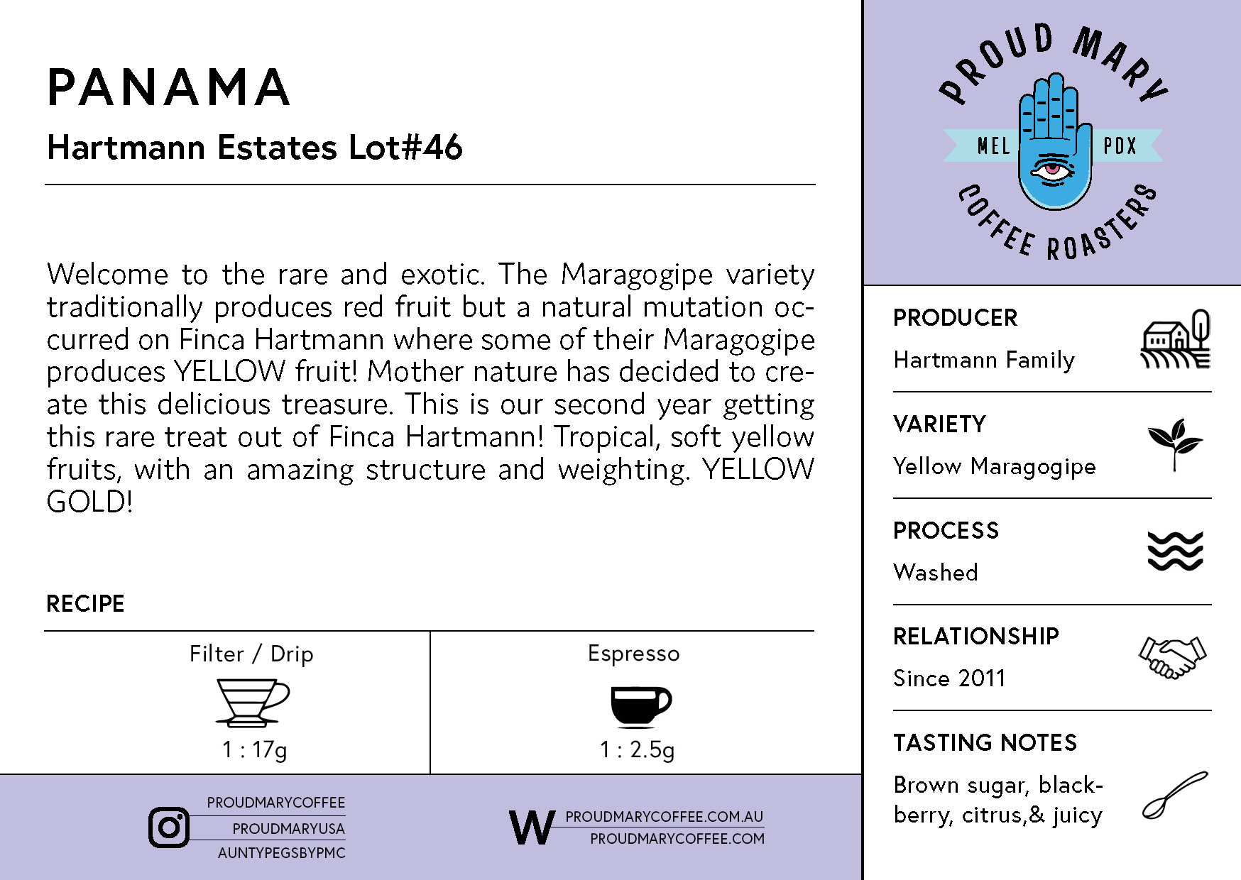 Panama | Hartmann Estates Lot#46  | Yellow Maragogipe | Washed | Filter | 200g - Image 4