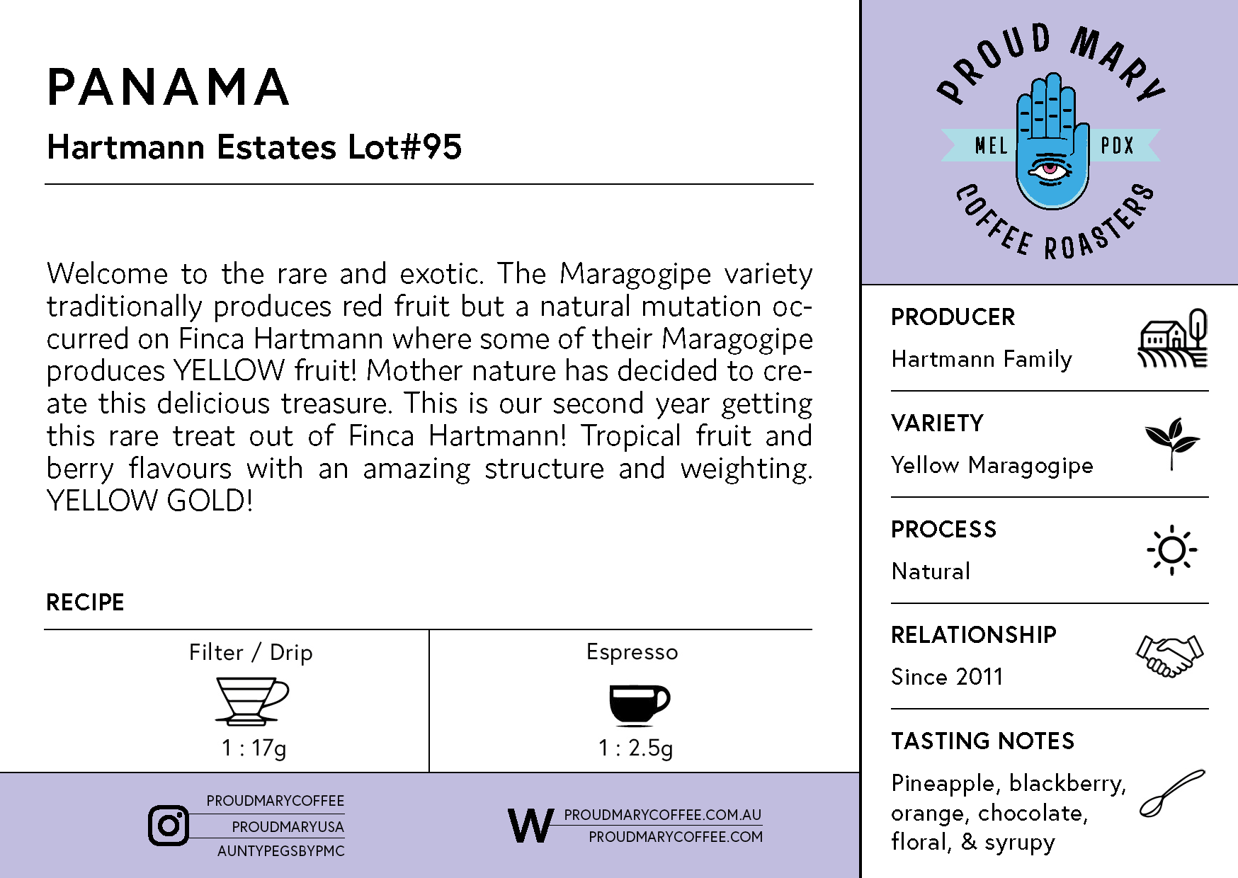 Panama | Hartmann Estates Lot#95  | Yellow Maragogipe | Natural | Filter | 200g - Image 4