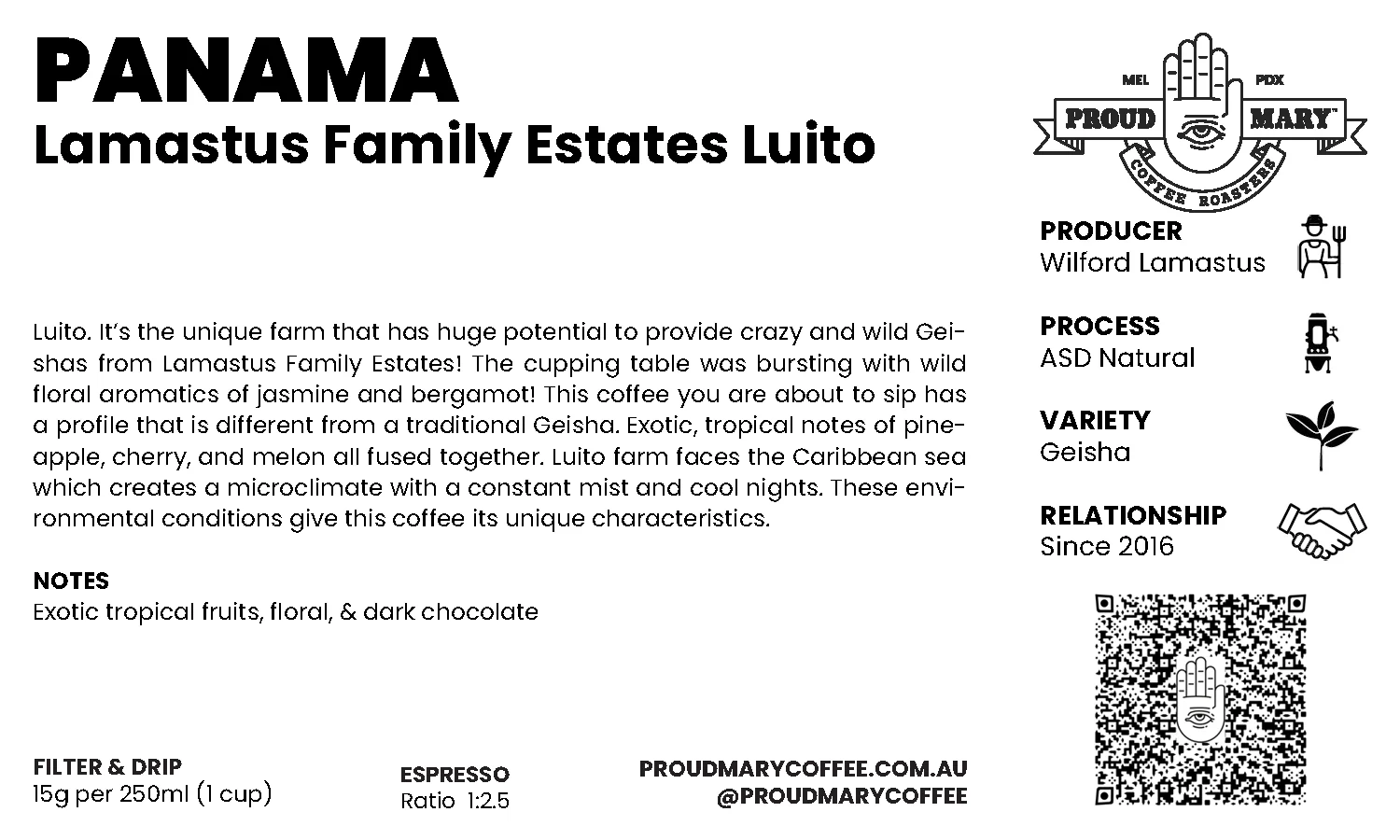 Panama | Lamastus Family Estate Luito | Geisha | ASD Natural | Filter | 100g - Image 5