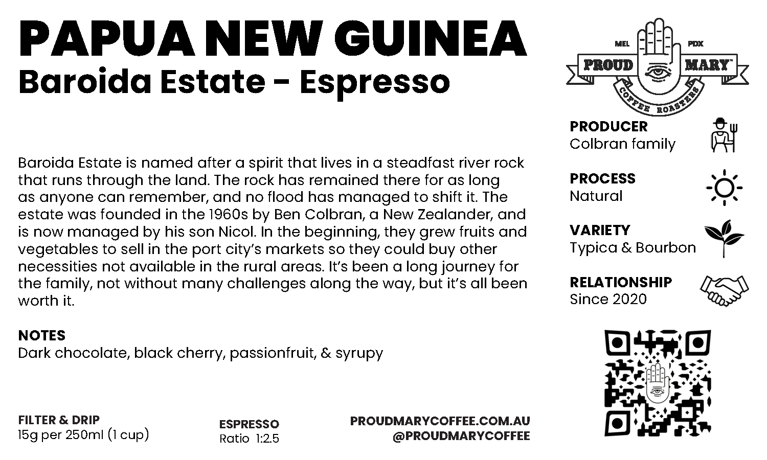 Papua New Guinea | Baroida Estate  | Typica & Bourbon | Natural | Espresso | 250g - Image 4