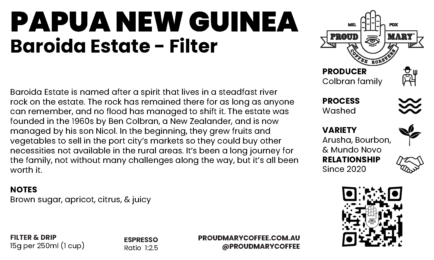 Papua New Guinea | Baroida Estate  | Mixed | Washed | Filter | 250g - Image 4